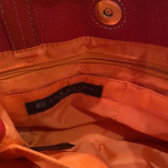 Kenneth Cole Reaction Red Leather Tote Bag - Picture 3 of 6